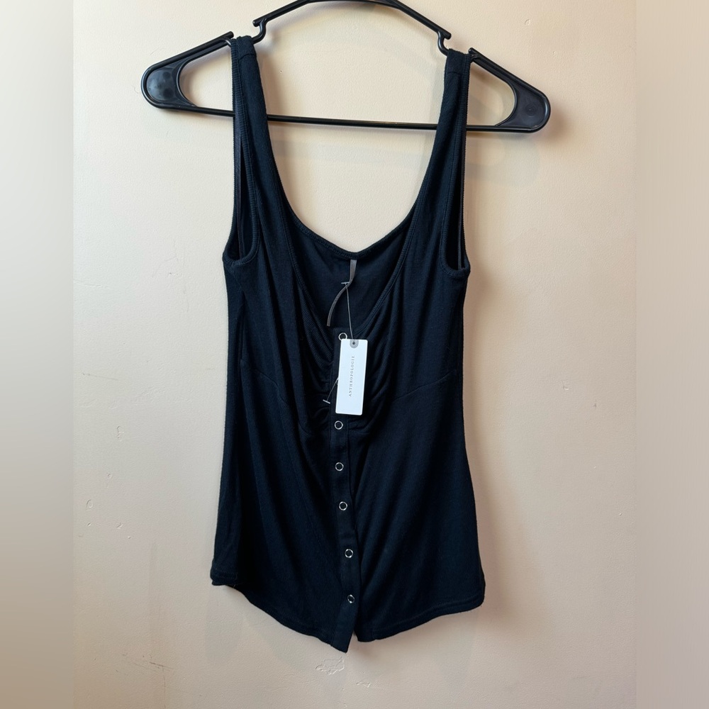 Women’s Black Button-Front Tank Top